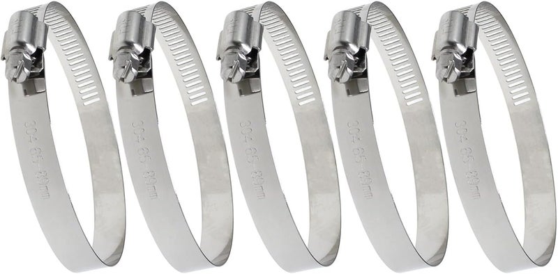 Bxian 5PCS 3 Inch Metal Hose Clamps 304 Stainless Steel Adjustable Pipe Clamp Worm Gear Drive Hose Clamp Adjustable Diameter 2.5 Inch to 3.5 Inch - Image 1